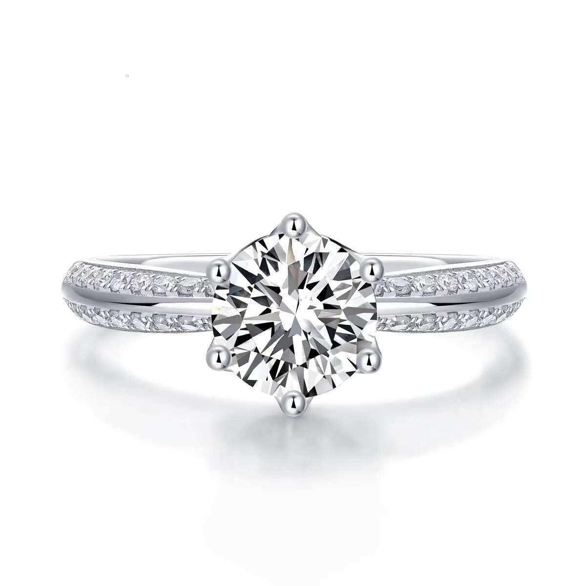 Wholesale Women Moissanite Engagement Rings 925 Sterling Silver 1CT 6.5mm VVS GRA Certified Moissanite Diamond Wedding Ring