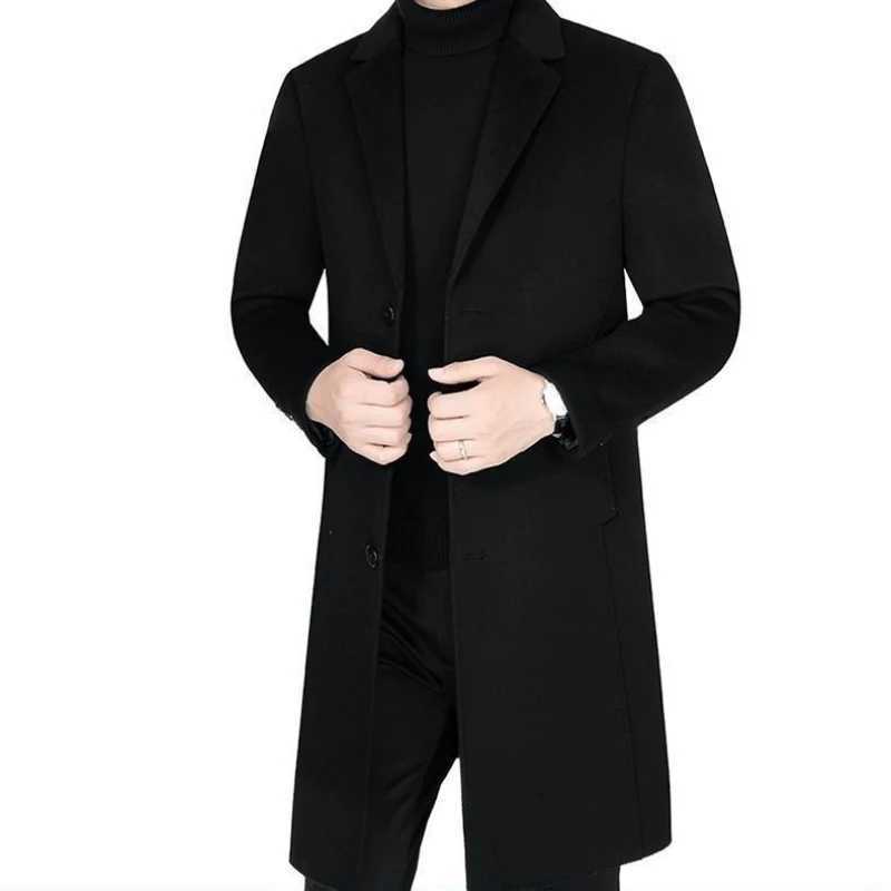 Mens New Chinese Style Winter Wool Overcoat Single Faced Luxury Casual Trench Coat for Middle Aged Senior Dads High End FashionT251125