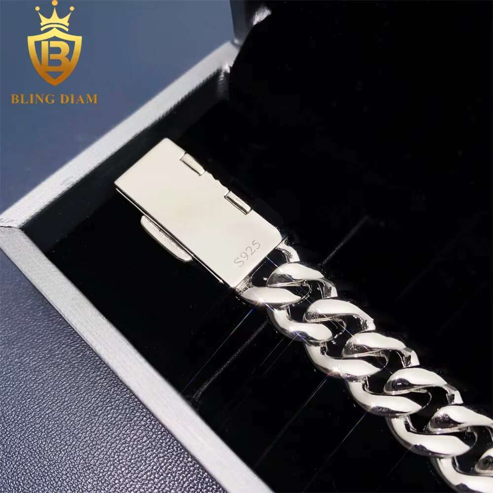 12mm Hip Hop Jewelry Iced Out Cuban Link Chains Men 925 Sterling Silver Moissanite Diamond Bracelet Necklace