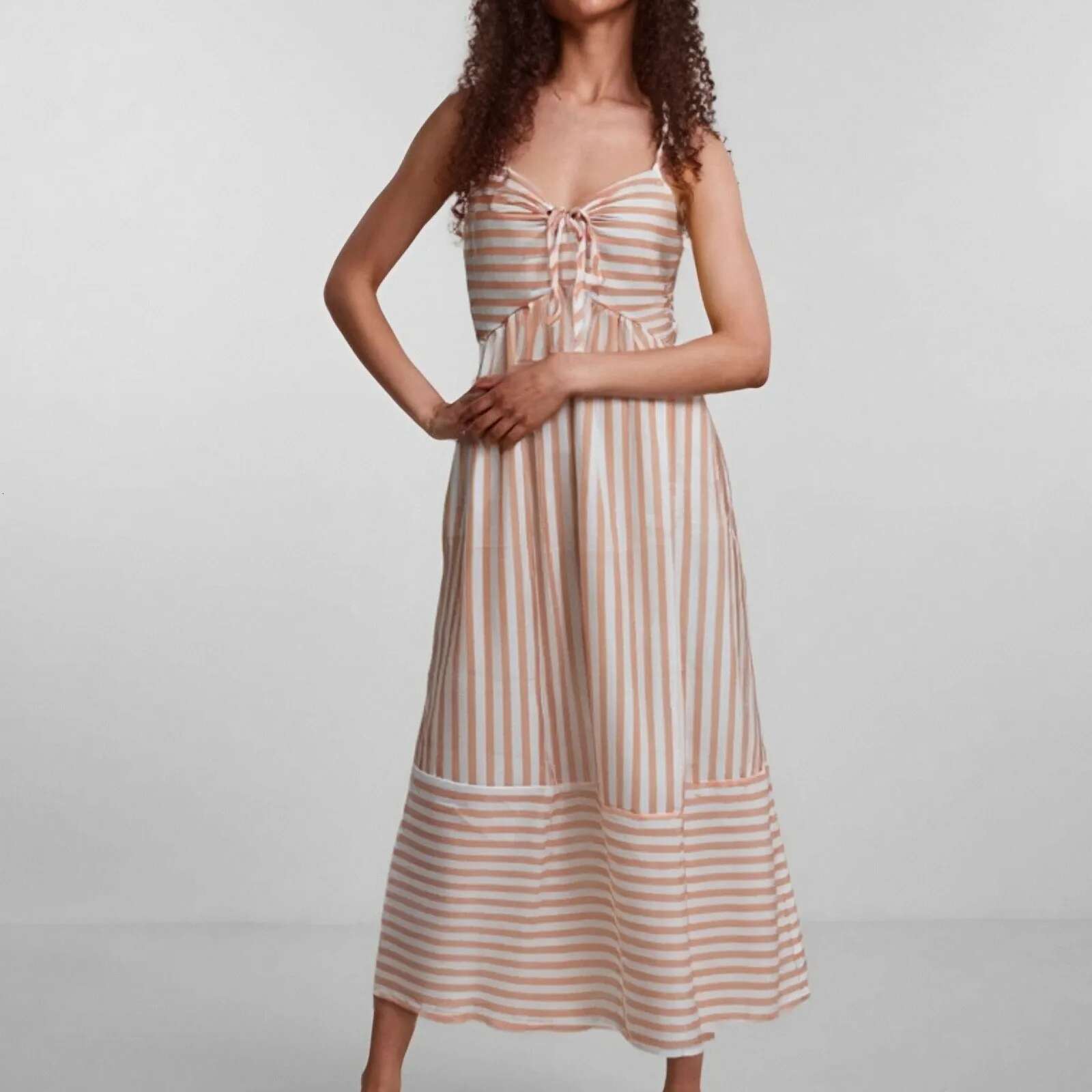 Dongdumaoyi Vintage Dress For Women Long Beach Sexy New Dresses Summer V Neck Striped Sling Holiday Sundress