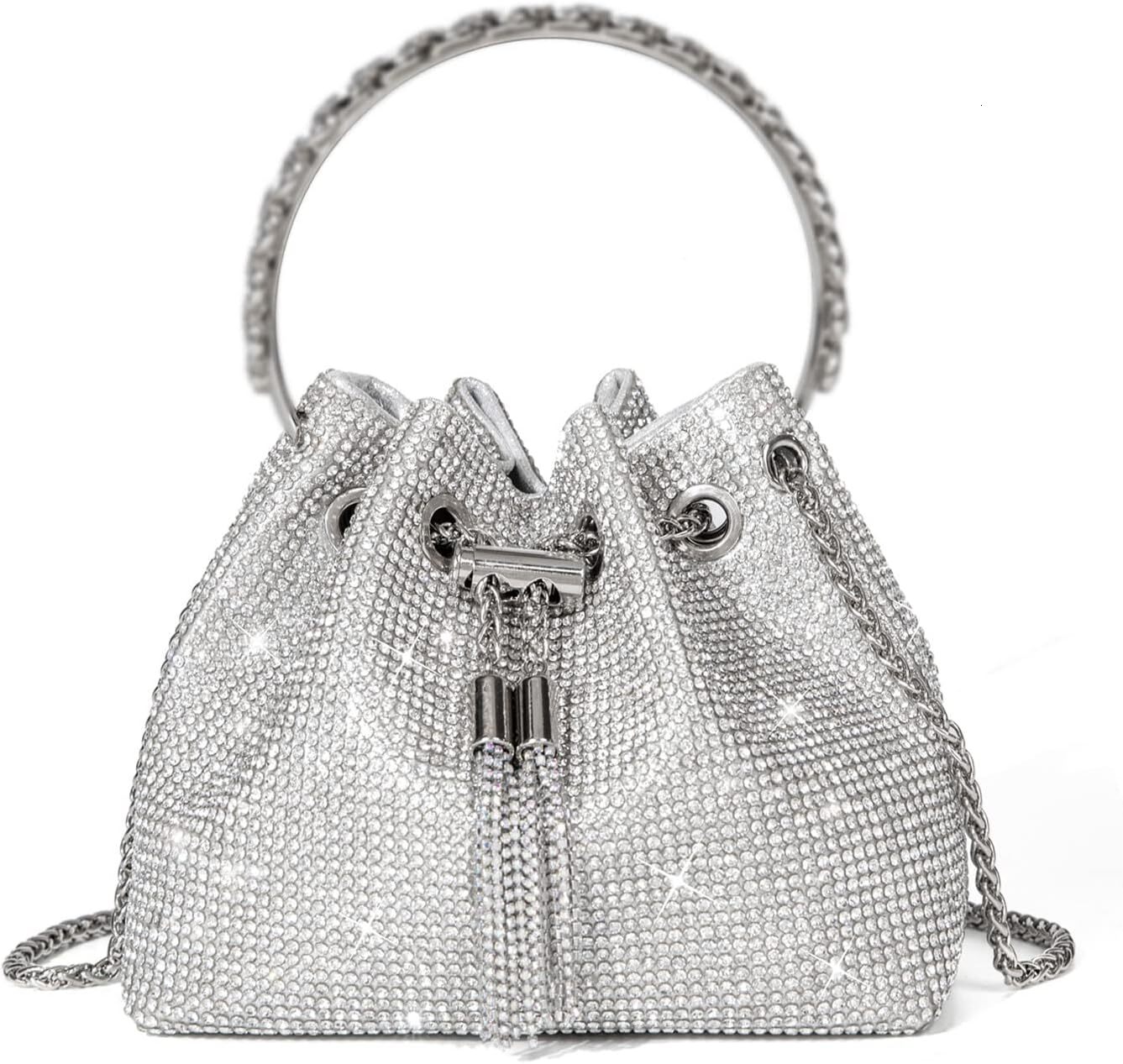 Bg Crystal Rhie Purse Women Sparkly Clutch Handbag Crossbody Bag For Evening Wedding Party Prom