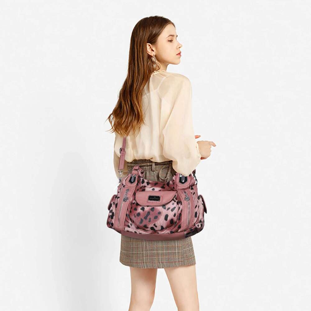 Women Soft PU Leather Handbags Large Capacity Shoulder Multi-pocket Shopping Crossbody Bag Fashion Leopard Tote Bags