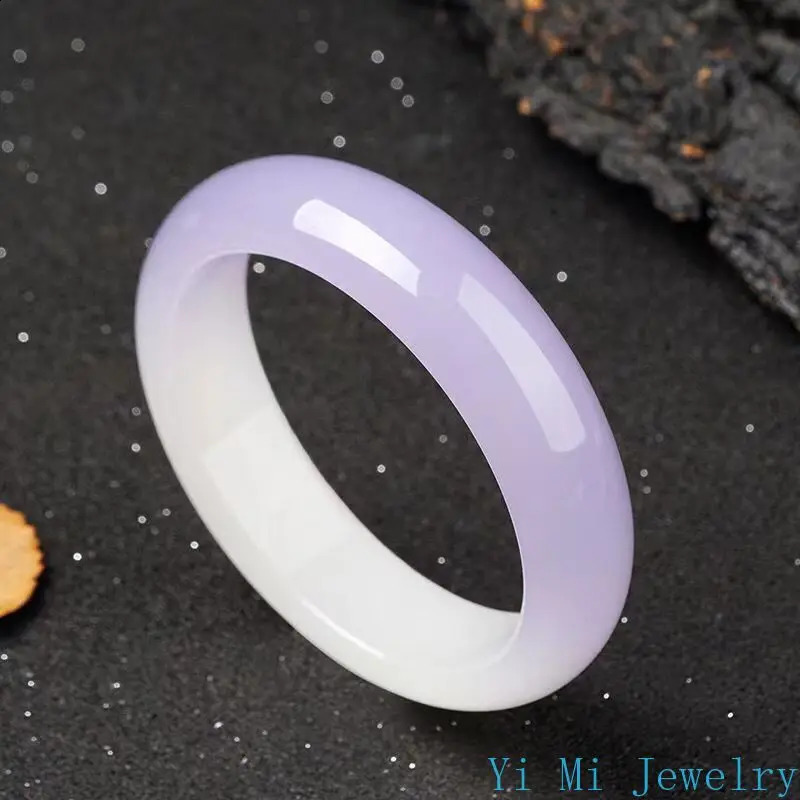 High Ice High Seed Water Violet Bracelet Half Purple Half White Jade Bracelet Female Violet Jade Bracelet Ladies Beauty Jewelry 250424