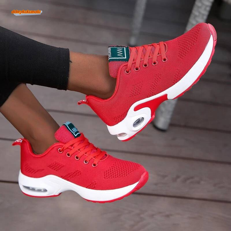 Casual Breathable Walking Mesh Flat Platform Sneakers Women Tenis Gym Vulcanized Shoes White Female Footwear ddmykukumalu