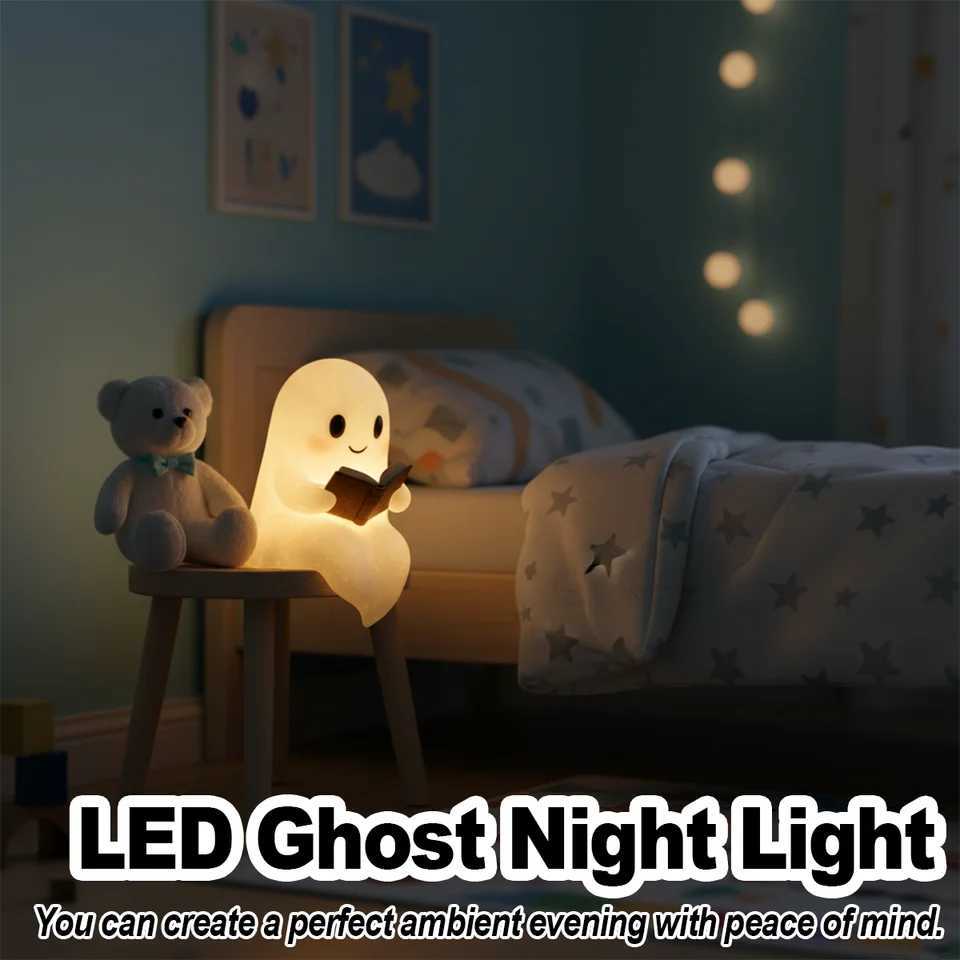 Ghost Night Light Halloween Led Bedroom Lamps Bedside 3d Cartoon Table Battery Powered Desk Living Room For Kids Decorative CuteM251125