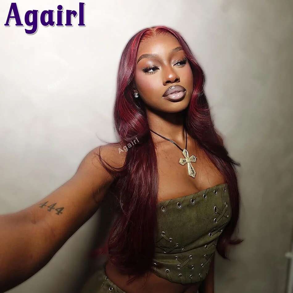 Dark Red 99J Colored Body Wave 13X6 Frontal Human Hair Pre Plucked Brazilian Remy 6X4 5X5 Closure Lace Wigs For Women