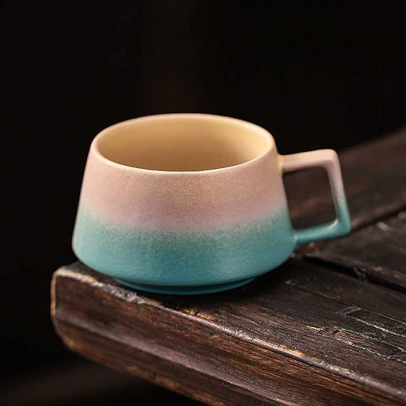 250ml Ceramic Coffee Cup And Dish Set High Beauty Mug With Tray Afternoon Tea Home Splicing Color Office Cup Light Luxury Y251125