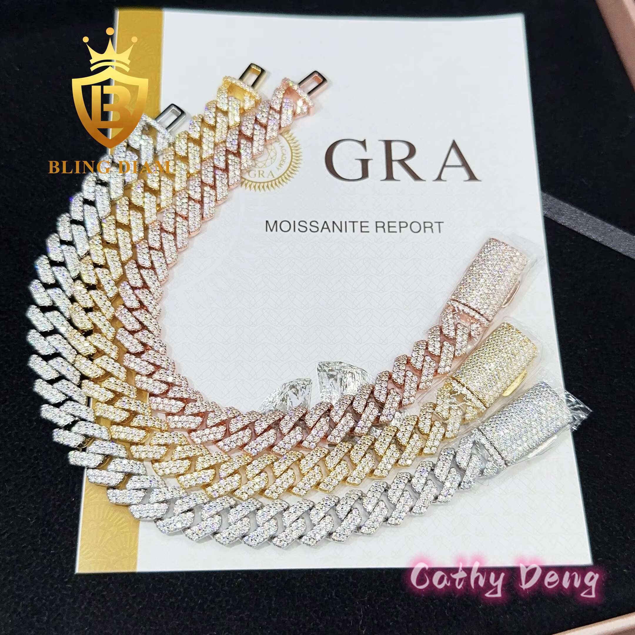 New Arrival Stock 10mm Hiphop Bracelet for Women Vvs 925 Sterling Silver Moissanite Diamond Cuban Chain Bracelet