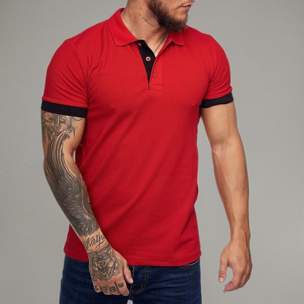 Mens Polo shirt Men's Short Sleeve Casual Slim Fit Polo Shirts Basic Designed Classic Cut Cotton tshirt Casual simple fashion