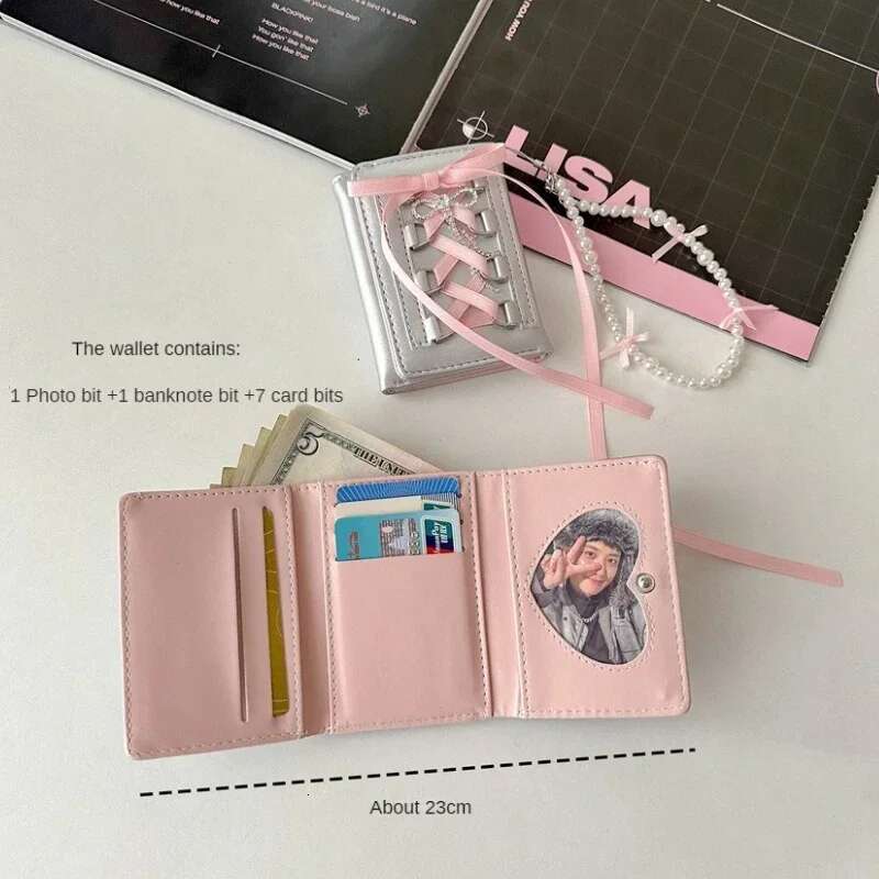 Sier Sweet Wallets For Women Y2k Strap-On Designer Original Fashion Short Coin Korean Style Casual New Cute Wallet Purse