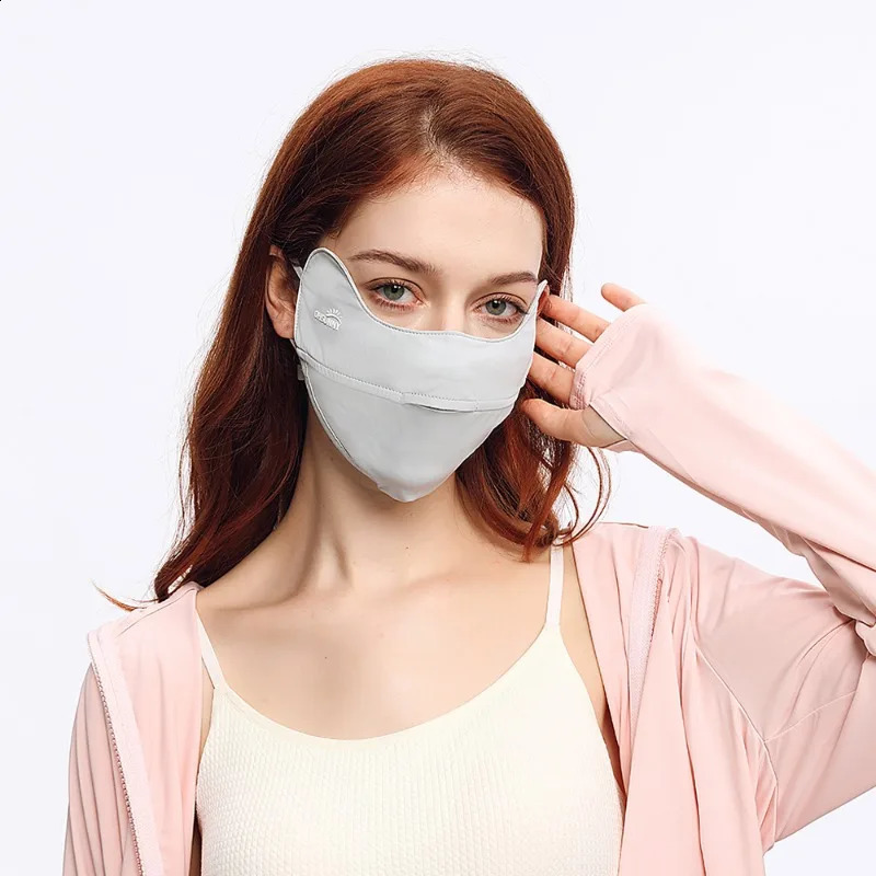 OhSunny Cool Feeling Mask Summer Sun Protection Face Cover Anti-UV UPF50 Open Nose Breathable Outdoor Facial Shield 250424
