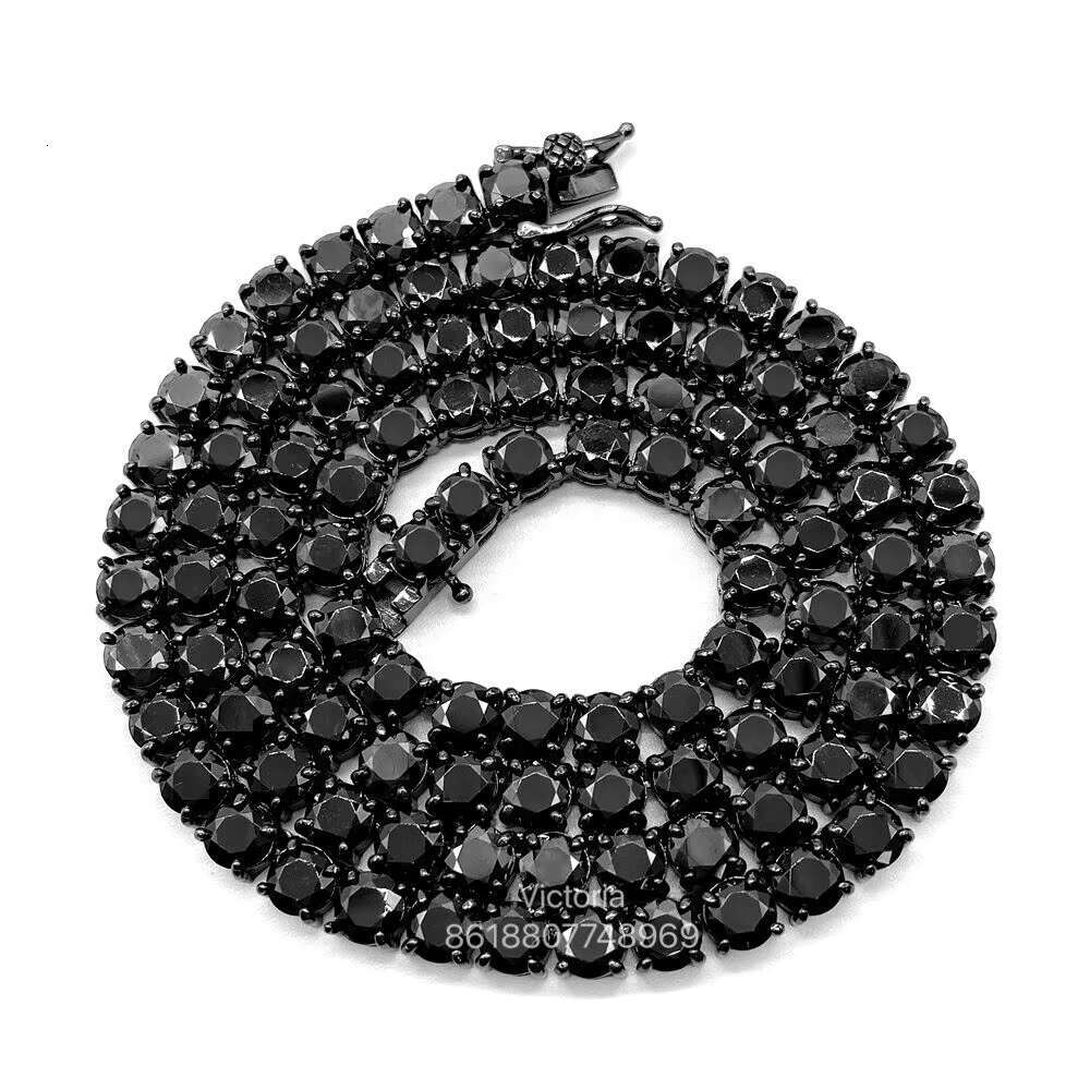 New Fashion Hip Hop Iced Out Men Necklace S925 Sterling Silver 3MM 4MM Black Colored Moissanite Tennis Chain