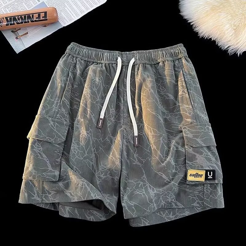 Multi pocket workwear shorts men's 2025 new summer trendy brand American functional loose straight leg five quarter pants