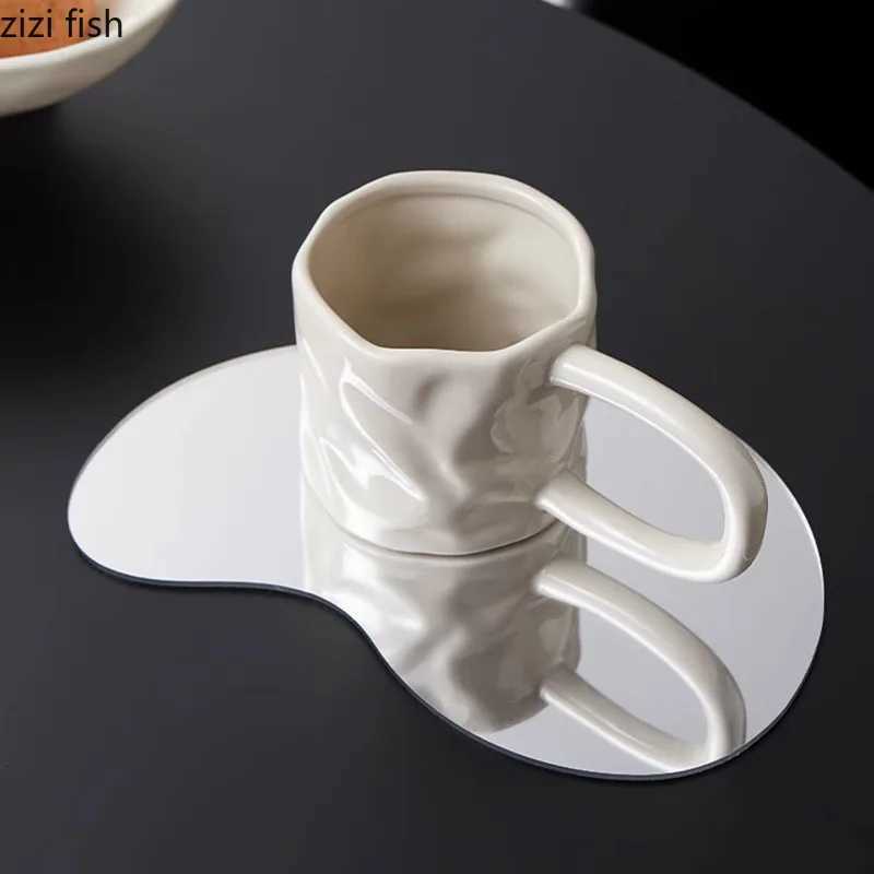 Creative Irregular Ceramic Mug Office Large Handle Coffee Mug Milk Cup Breakfast Cup Household Couple Water Cups Milk Tea Cup Y251125