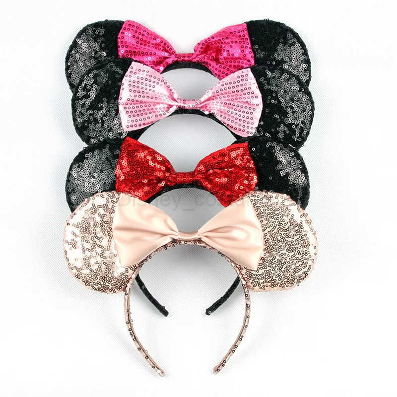 Disney Mickey Minnie Ears Bow Headwear Headband Holiday DIY Hair Accessories Hair Christmas Glitter Hair Bow Female Gift X250425