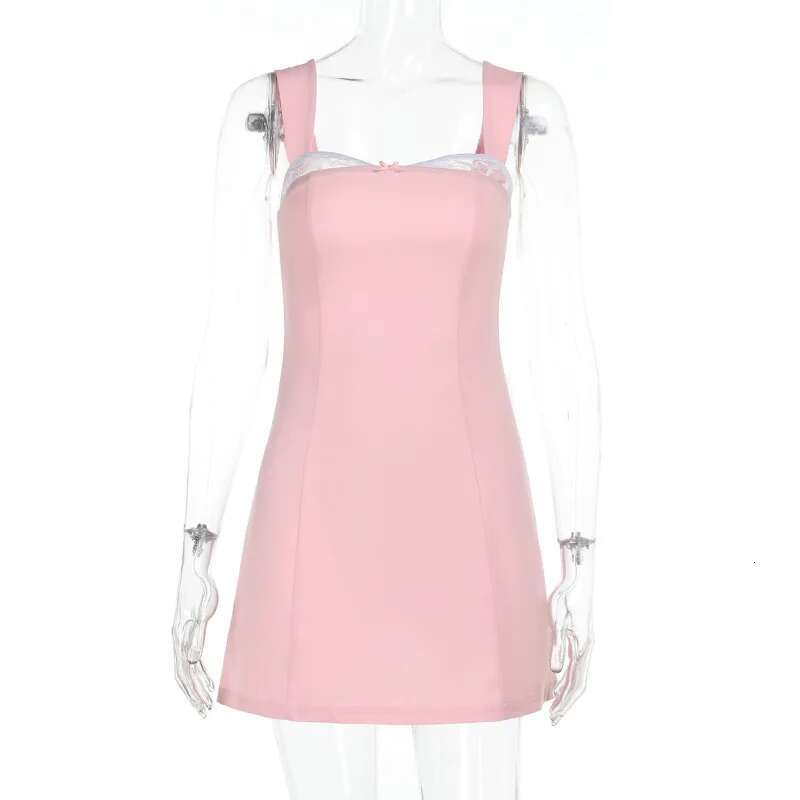 Dongdumaoyi Townlike Waist Wrap A Line Dress Women Spaghetti Strap Mini Spring Summer Lace Side Backless Sexy Party Dresses