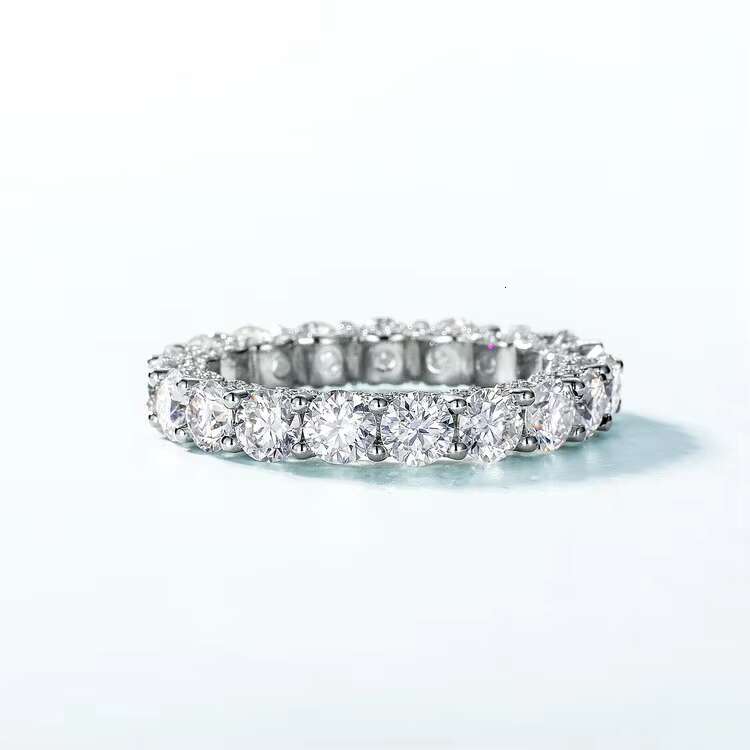 925 Sterling Silver VVS Moissanite Diamond Round Wedding Ring Full Eternity Band Engagement Ring Fine Jewelry 2mm 4mm