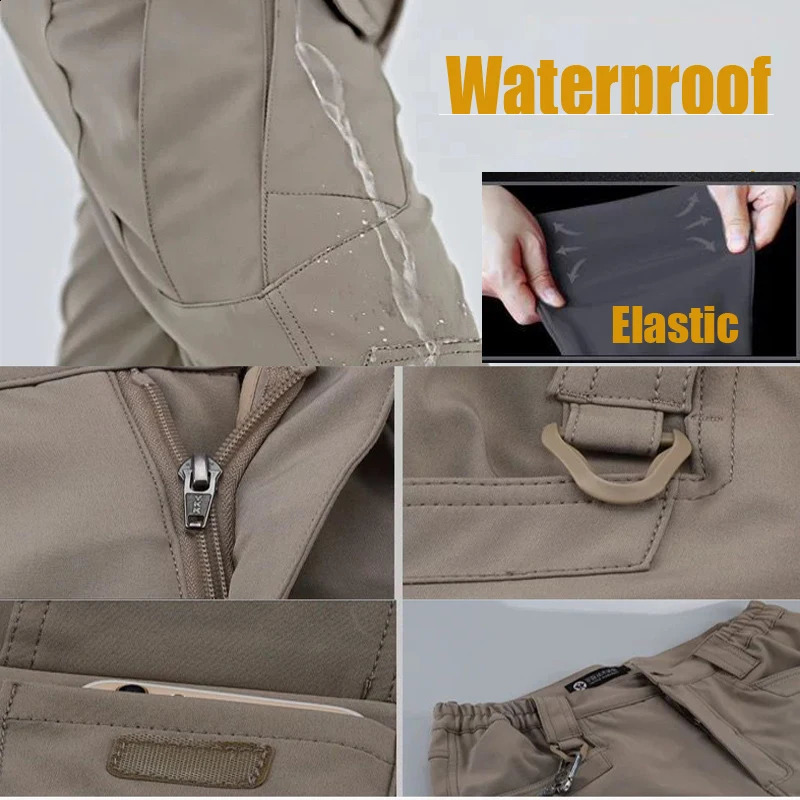 Mens M-5XL Autumn Spring Autumn Elastic Camping Hiking Fishing Hunting Pants Outdoor Cycling Tranning Cargo Trousers 250422