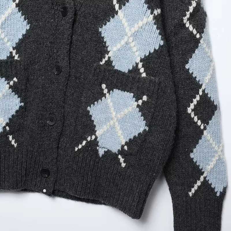 Tidalyf 2025 Women Wool Diamond Knit Cardigan V Neck Long Sleeve Soft Warm Elegant Casual Autumn Winter SweaterT251125