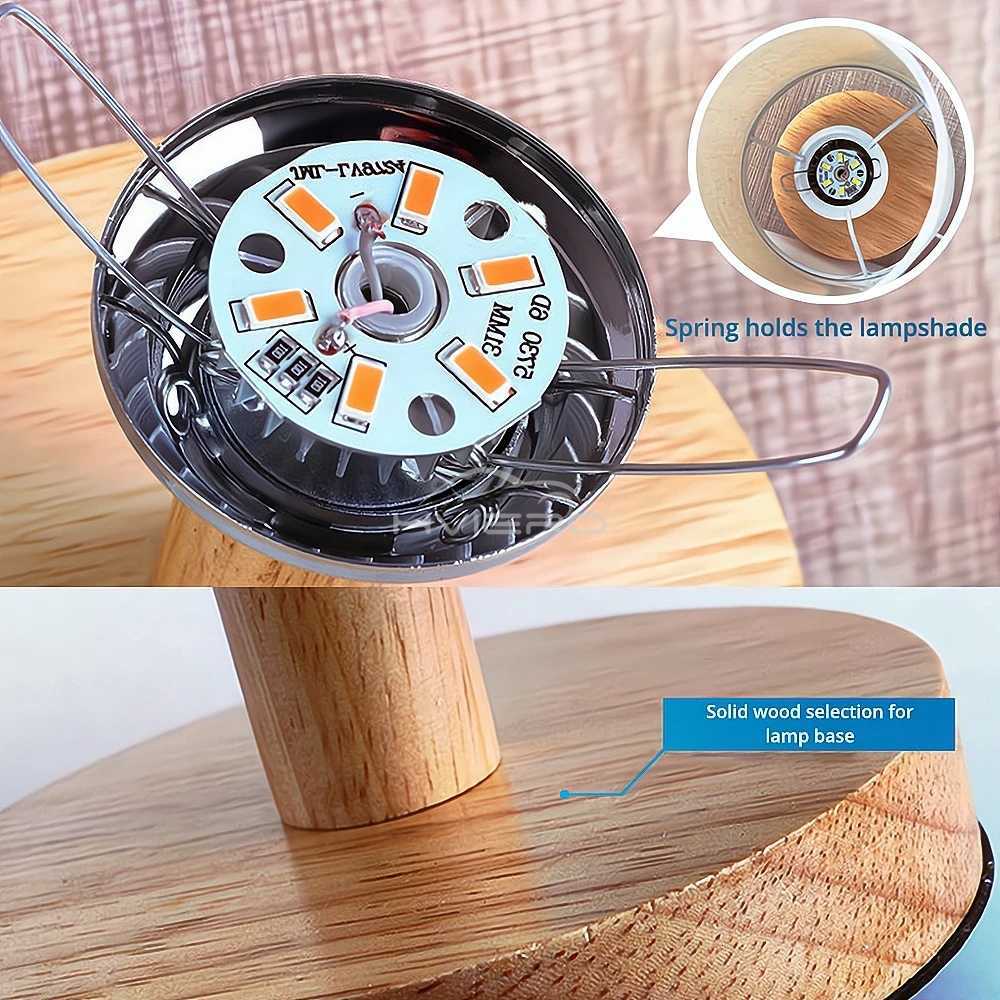 LED Hessian Solid Wood Decorative Lamp 5V USB Table Reading Bedroom Bedside Study Desk For Home Stay Energy Saving Night LightM251125