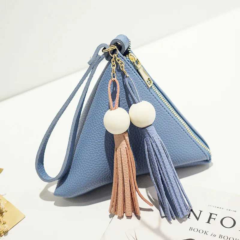 Leather handbag mini triangle womens clutch wallet handbag womens handbag casual mobile phone bag W250421
