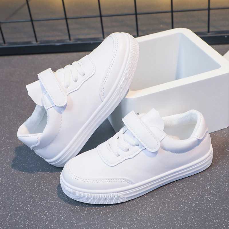 Children Casual Shoes White Pu Leather Plain Design School Kids Sneakers Unisex All-match 26-36 Four Seasons Boys Girls ShoesW251125 XJ260303