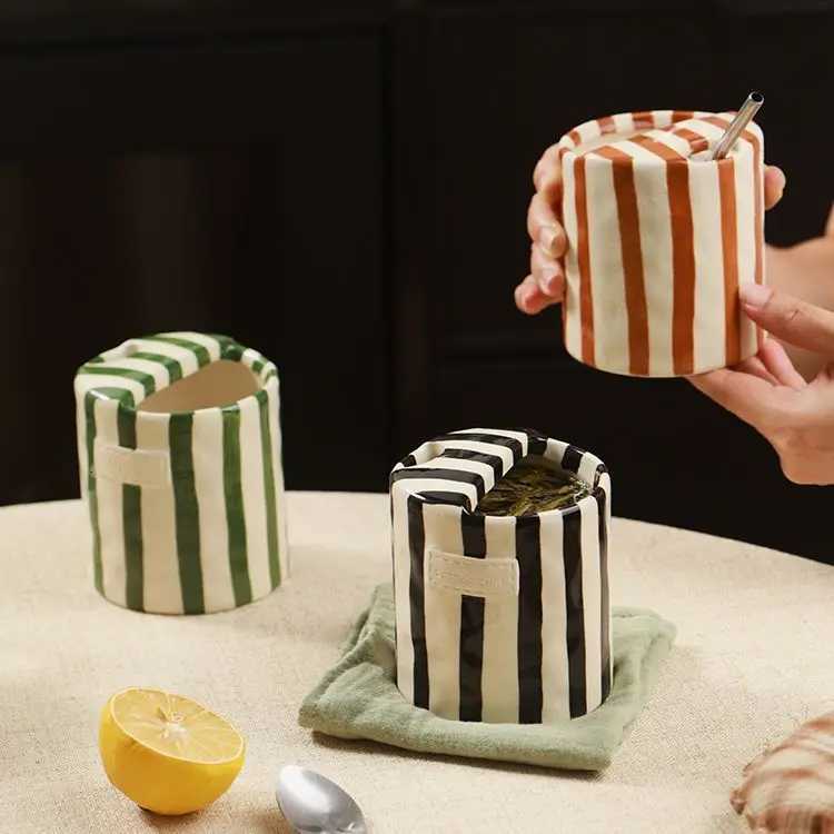 Hand-Painted Retro Striped Coffee Mug Vintage Breakfast Cup for Couples InsulatedEco-Friendly Instagram-Worthy Home Decor Y251125