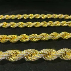 Twisted Moissanite and women S 10k 14k Solid Gold Hip Hop Men Jewelry Cuban Necklace Iced Out Vvs Dia Rope Chain