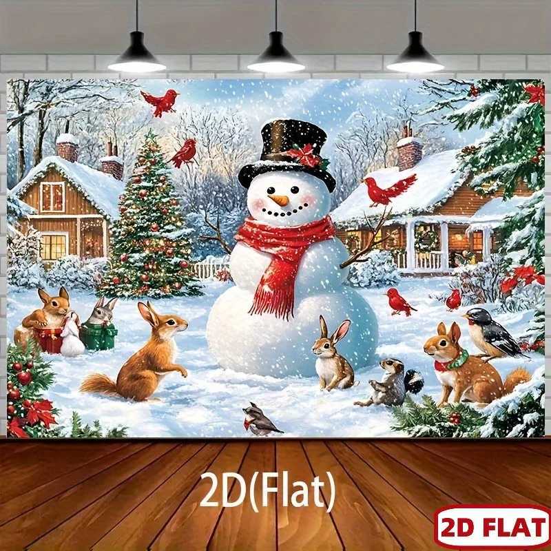 1pcs Winter Wonderland Christmas Backdrop Banner Indoor/Outdoor Decor for Christmas Birthday Wedding Photo BoothWinter PartyDecoM251125