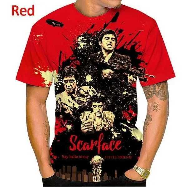 New fashion movie scar face 3D printed T-shirt summer mens casual Harajuku style T-shirt oversized street childrens Y2k top W250425