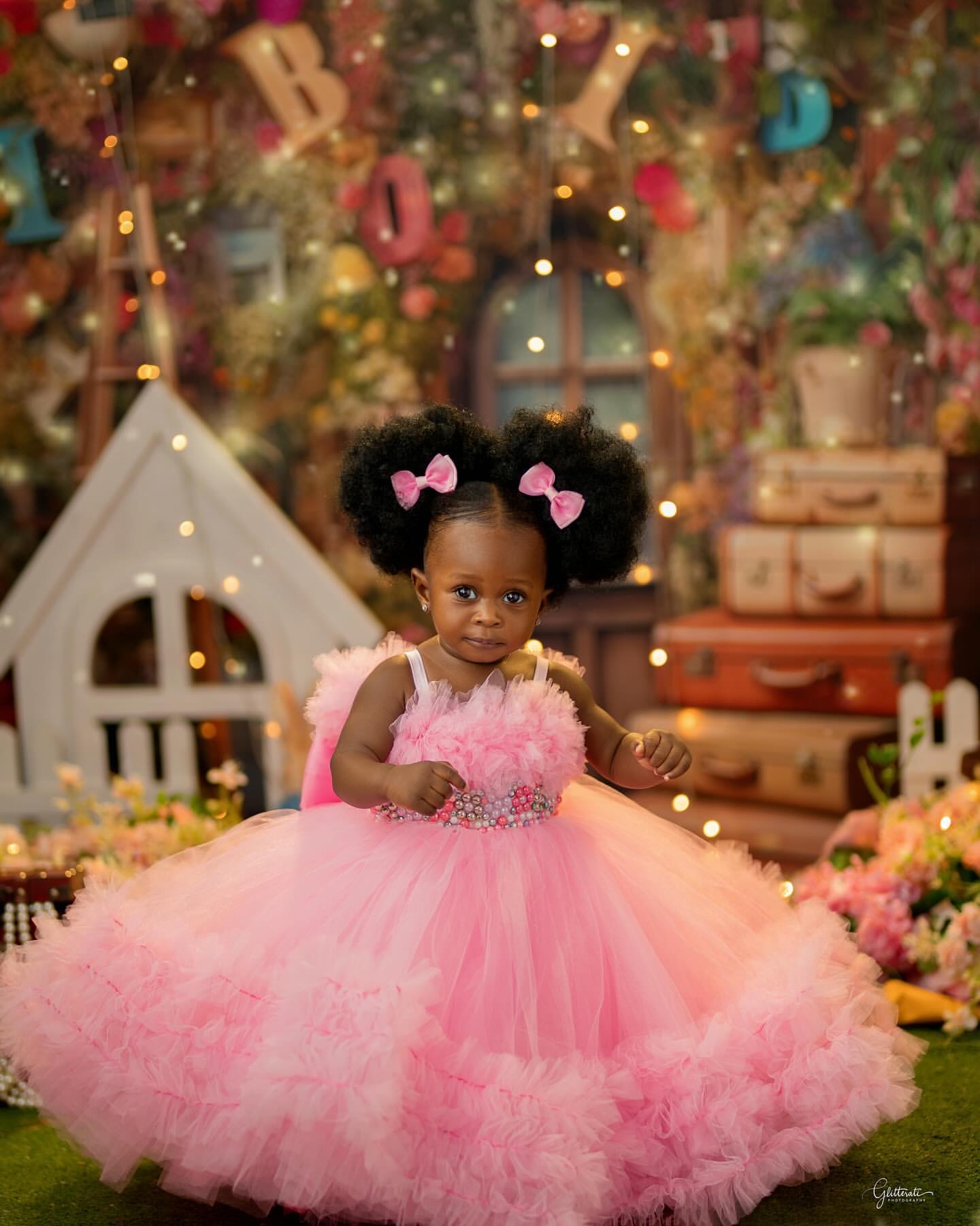 2026 Pink Ball Gown Flower Girl Dresses Pearls Spaghetti Tulle Bow Halter Little Girl Christmas Peageant Birthday Christening Tutu Dress Gowns ZJ424