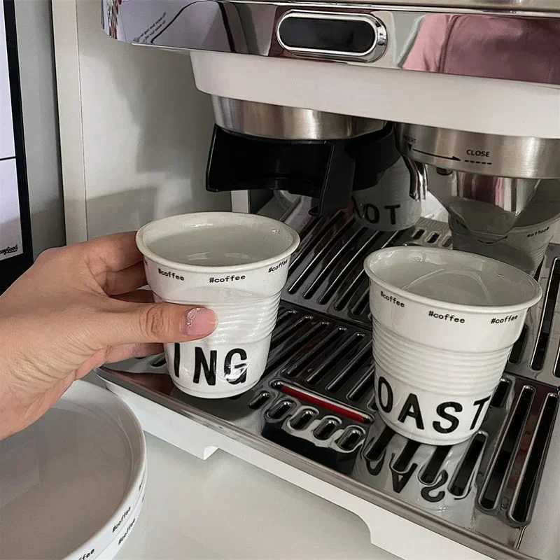 Ins Style Irregular Ceramic Mug Hand-pinch Coffee Cup Mugs Funny Glass Drinking Glasses Kawaii Cup Dessert Plate Mugs Coffee Cup Y251125