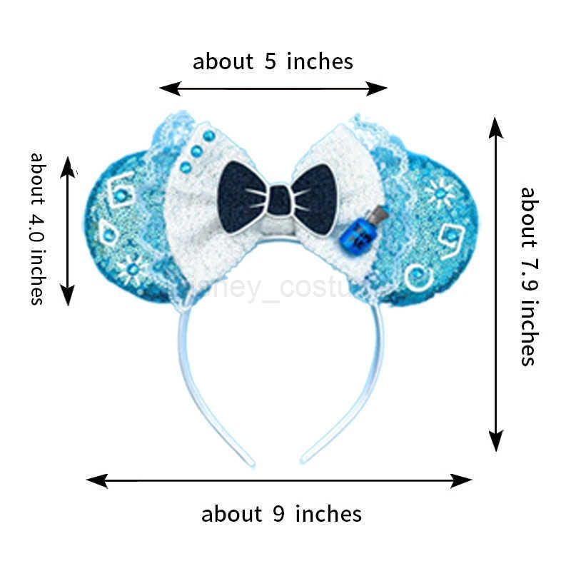 Disney 2024 New Mickey Mouse Earband Headband Shining Bow Girls Adult Children Halloween Party Role Playing Hair Accessories Princess Hair X250425
