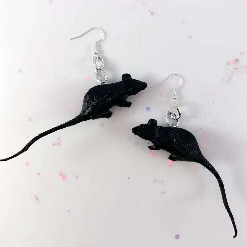 Rats Black Dangle Earrings Halloween Mice Goth Halloween Handmade Jewelry Unique