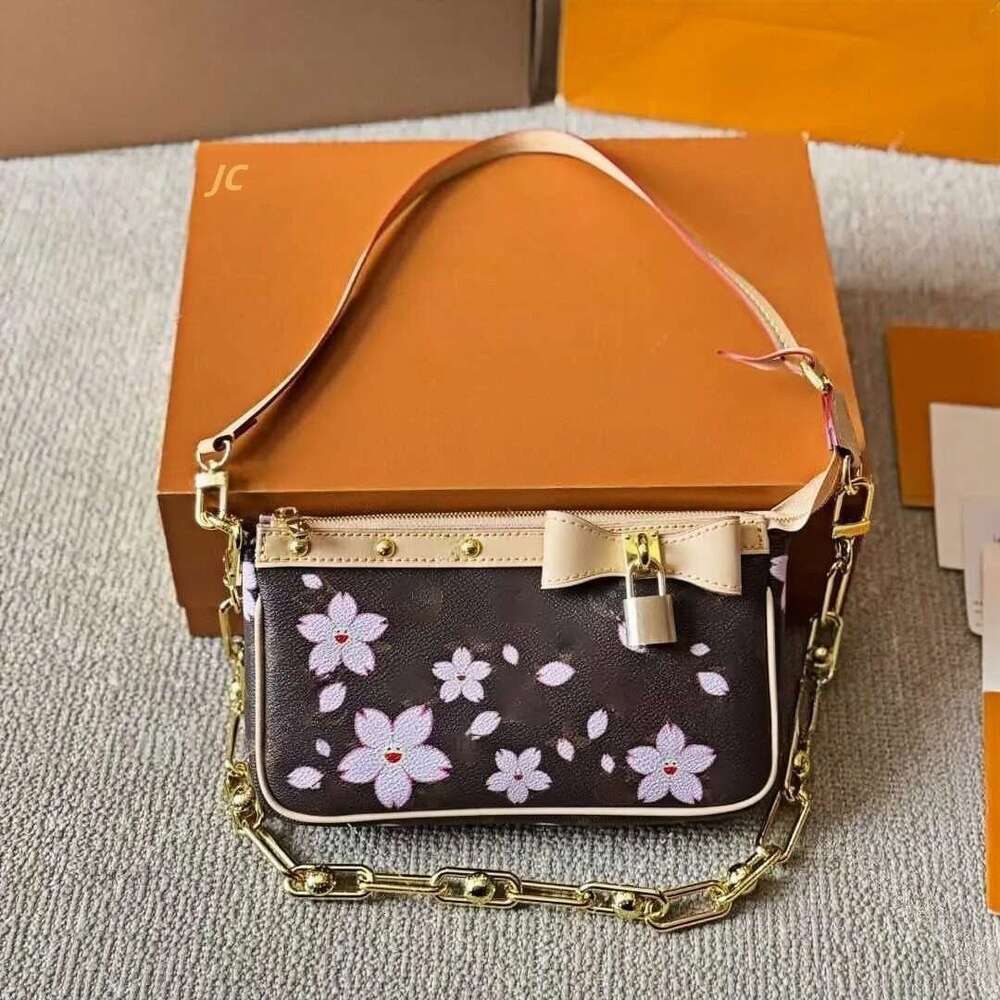 designer bags takashi murakami handbag cherry blossoms shoulder leather canvas colorful bag composite lady beach clutch tote woman purse wallets 10527