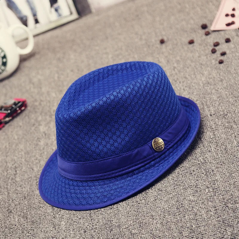 British Jazz Hat Breathable Mesh Pendant Beach Hat Foldable Spring and Summer Sun Hat 250423