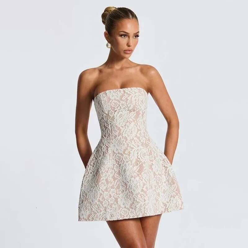 Dongdumaoyi Townlike Waist Wrap A Line Dress Women Mini Spring Summer Autumn Winter Lace Nightclub Sexy Party Dresses