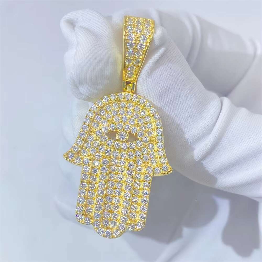 Factory Wholesale Men Jewelry Gemstone Eye 925 Vvs d Moissanite Diamond Hamsa Pendant