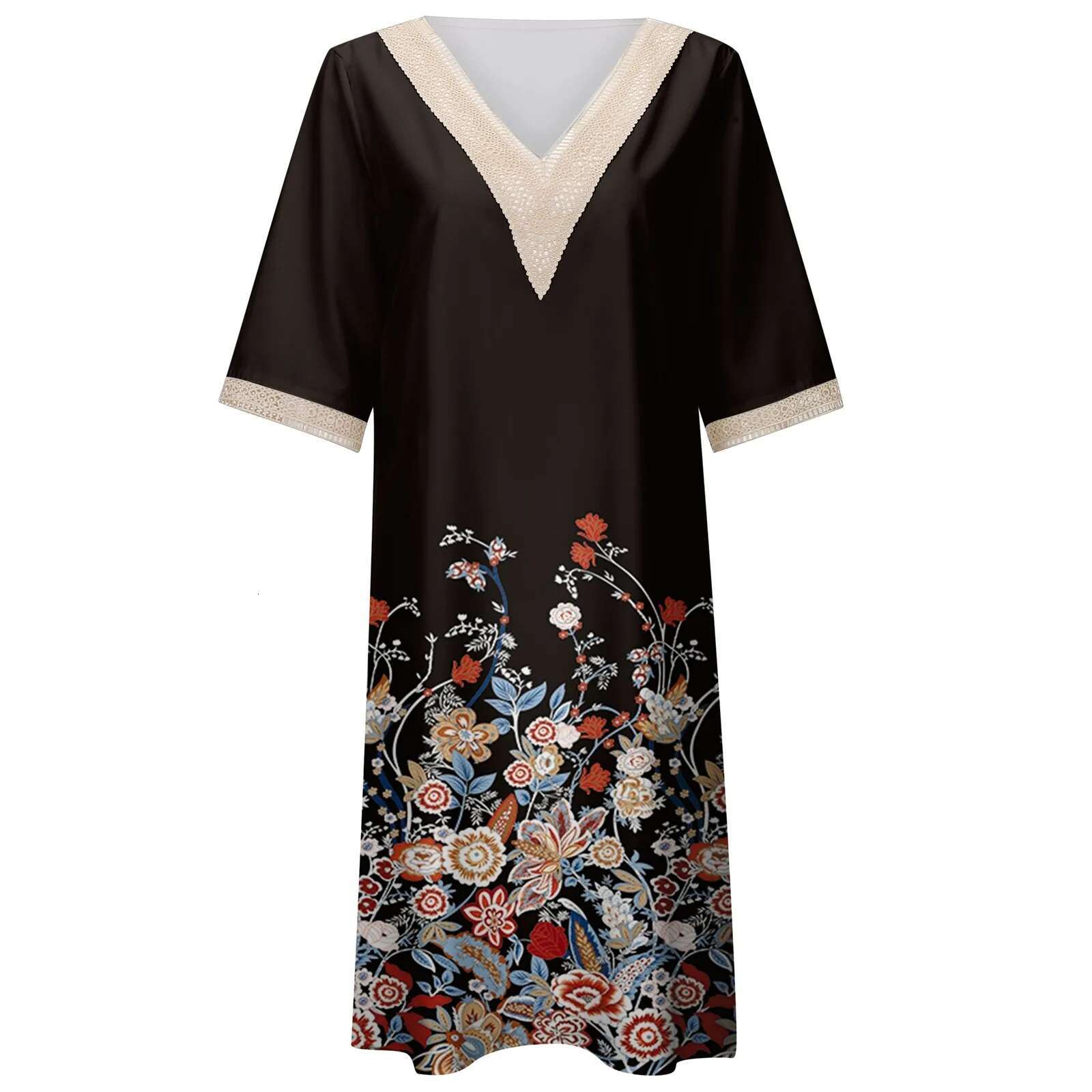 Dongdumaoyi Summer Dress Ladies V Neck Flower Printed Party Women Casual Short Sleeve Beach Holiday Lady