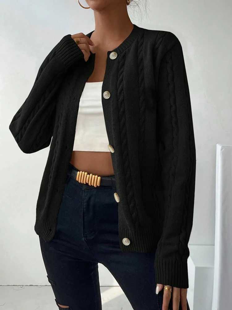 Womens Twist Knit Cardigan Sweater Open Front Button Style Warm Fashionable Autumn Winter Top Female OuterwearT251125