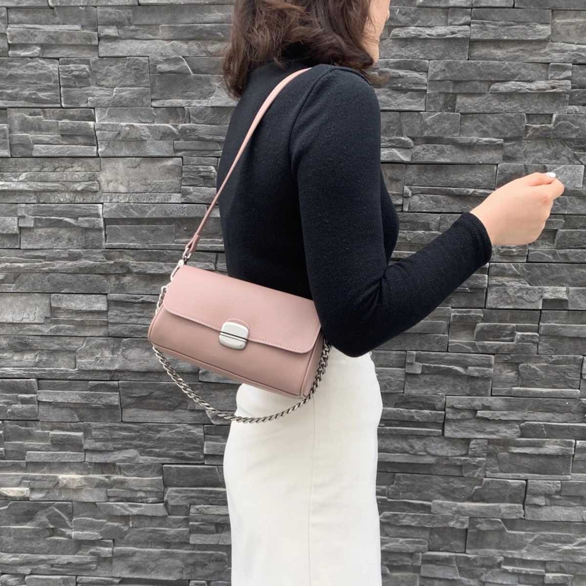 Genuine Leather Womens Luxury Crossbody Small Bag - Soft Cow Leather Commuter Chain Strap Shoulder Bag for Everyday Chic W250421