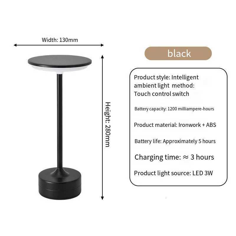 Wireless LED Table Lamp Touch Sensor Desktop Night Light USB Rechargeabl Portable Bedroom Night Light Reading Lamps Decor LightM251125