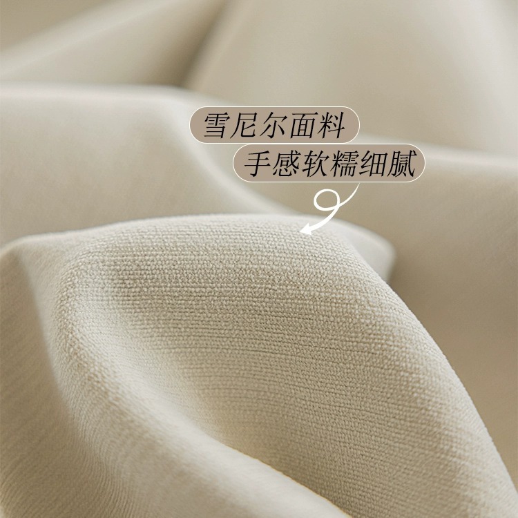 T0427 maternal and infant grade full blackout ultra-soft chenille curtain bedroom living room French cream style Shaoxing light luxury simple curtain