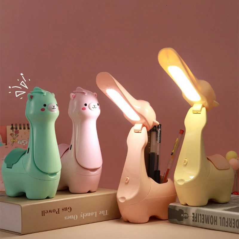 Creative Cute Alpaca Flexible LED Study Desk Lamp with Pen Holder Bedside Color Adjust Table Lamp for Kids Student RoomM251125