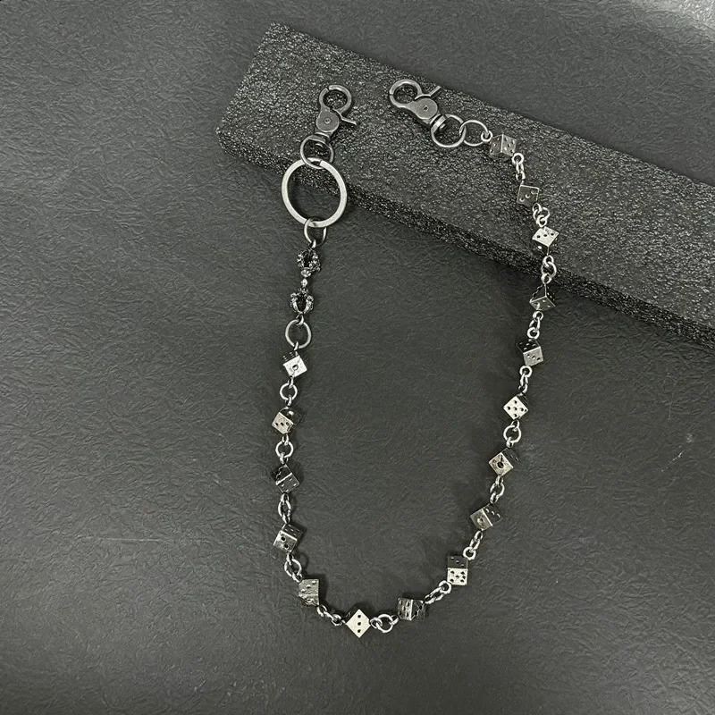 59CM Vintage Punk Dice Belts Pants Waist Chain Men Cool Jeans Chain Keychain Wallet Chain Gothic Biker Fashion Accessories 250424