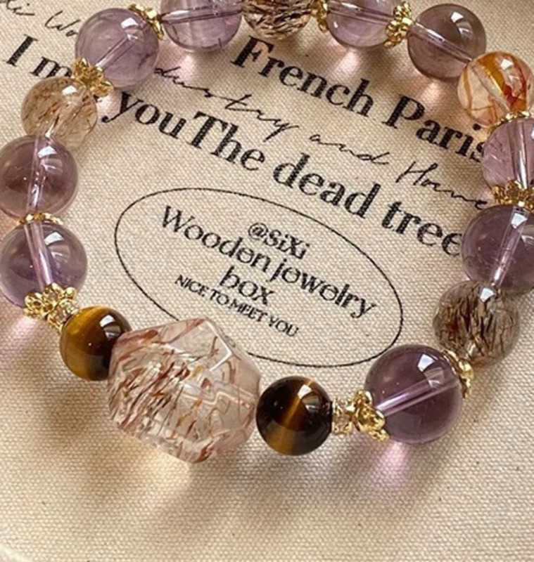 WealthAttractinga ndL uckEnhancingPu rpleTo werCr ystalYe llowTi gerEy eSt oneBl ackGo ldSu perSe venBr aceletGi ftfo rBe stFr J251125