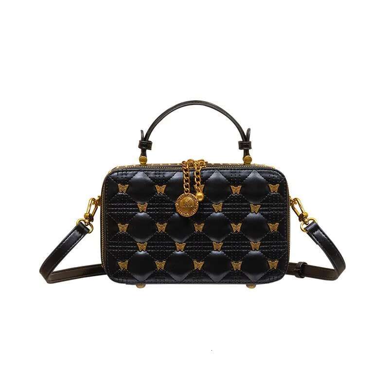 Women's 2024 New Brand Handbag Leather Bucket Bag, High-End Designer Single Shoulder Crossbody Portable Square Bag