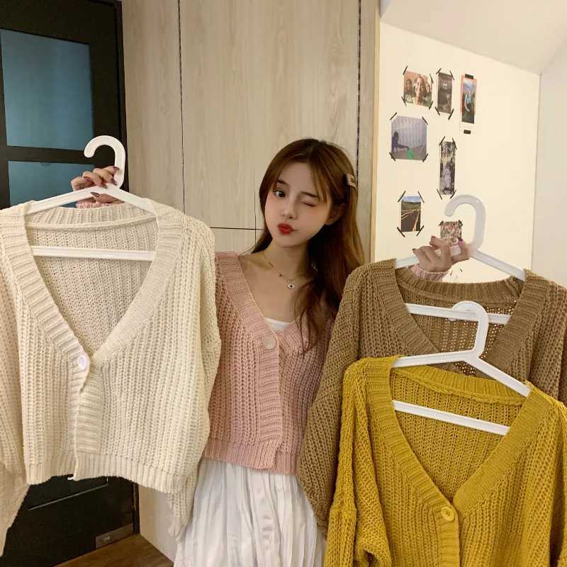 V-neck Women Cardigan Sweater Fashion Casual Loose Knitwear Long Sleeve Coats Autumn Elegant Winter Warm Solid Color Knitted TopT251125