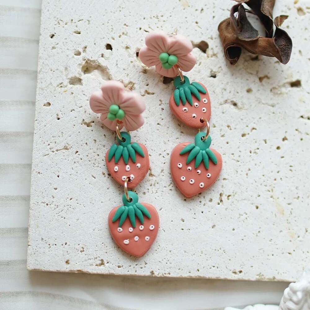 Trendy Fashion Cute Flower Fruit Dangle Handmade Polymer Clay Earrings For Women's Accessories Layer Drop Jewelry Gifts Summer