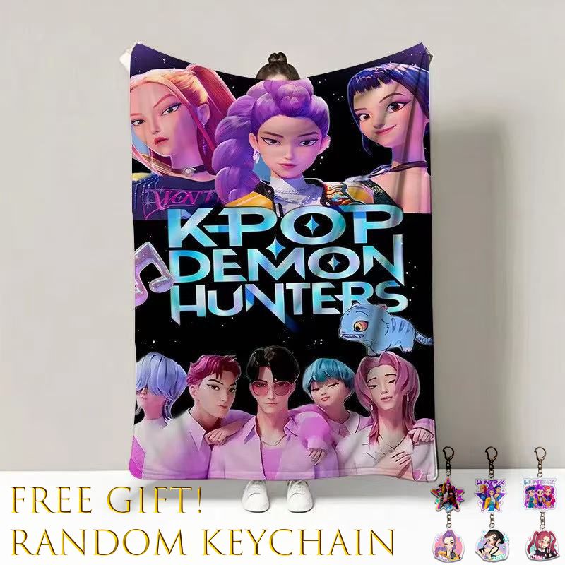 kpop demon hunters witch high quality Flannel Blanket Korean Pop Music Idol Throw Blanket Korean Fantasy Animation Film Graphic